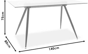 Τραπέζι Astrid γυάλινο 10χιλ - πόδι μαύρο 140x80x75εκ 140x80x75 εκ.