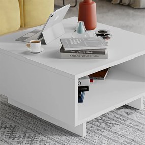 Τραπεζάκι σαλονιού Hola Megapap χρώμα λευκό 60x60x32εκ.