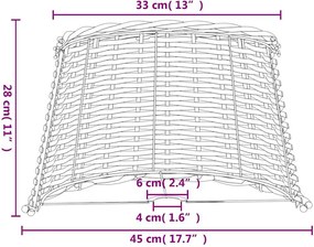 vidaXL Καπέλο Φωτιστικού Λευκό Ø45x28 εκ. από Wicker