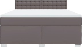 vidaXL Κρεβάτι Boxspring με Στρώμα Γκρι 180x200 εκ. Συνθετικό Δέρμα