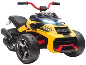 AIYAPLAY Ηλεκτρικό Παιδικό Όχημα, Σχέδιο Αντίστροφου Τρίκυκλου, Λειτουργία Μπαταρίας, MP3 Player, Κόρνα, 2 Ταχύτητες, Φώτα LED, 3-8 Ετών, Κίτρινο