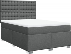 vidaXL Κρεβάτι Boxspring με Στρώμα Σκούρο Γκρι 140x200 εκ Υφασμάτινο
