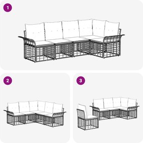 vidaXL Σειρά Καναπέ Εξωτερικού 5 pcs Φυσικό και Κρέμα Λευκό