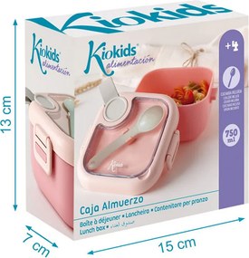 Φαγητοδοχείο & Κουτάλι (Σετ) 750ml Kiokids Pink 3535