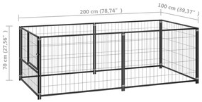 vidaXL Σπιτάκι Σκύλου Μαύρο 200 x 100 x 70 εκ. Ατσάλινο