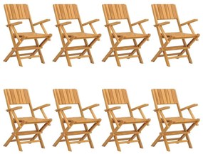 Καρέκλες Κήπου Πτυσσόμενες 8 τεμ. 55x61x90 εκ. Μασίφ Ξύλο Teak - Καφέ