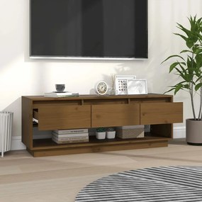 vidaXL Έπιπλο Τηλεόρασης Καφέ Μελί 110,5x34x40εκ από Μασίφ Ξύλο Πεύκου