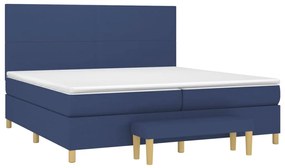 vidaXL Κρεβάτι Boxspring με Στρώμα Μπλε 200x200 εκ. Υφασμάτινο