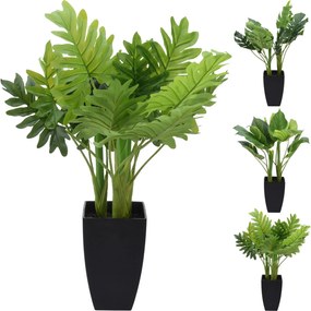 Φυτό Τεχνητό ArteLibre Με Μεγάλα Φύλλα 65cm Σε Γλαστράκι 15x15x24cm Με Πέτρες Σε 3 Ποικιλίες
