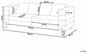 Καναπές Berwyn 1330, Καφέ, 209x82x74cm, 60 kg, Οικολογικό δέρμα, Πόδια: Μέταλλο | Epipla1.gr