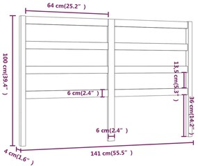 vidaXL Κεφαλάρι Κρεβατιού Μελί 141 x 4 x 100 εκ. από Μασίφ Ξύλο Πεύκου