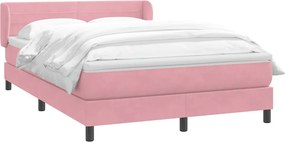 vidaXL Box Spring κρεβάτι με στρώμα ροζ 140x220 cm Βελούδινο