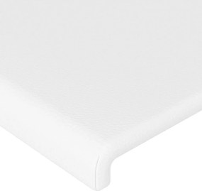 vidaXL Κεφαλάρι Κρεβατιού LED Λευκό 203x16x118/128 εκ. Συνθετ. Δέρμα