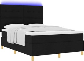 vidaXL LED Κρεβάτι με βάθρο με στρώμα Μαύρο 160 x 200 cm ύφασμα