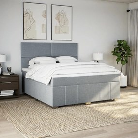 vidaXL Κρεβάτι Boxspring με Στρώμα Ανοιχτό Γκρι 180x200 εκ. Υφασμάτινο