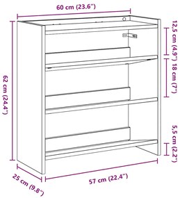 Ράφι παπουτσιών  Sonoma Oak 60x25x62 cm Κατασκευασμένο ξύλο 859889