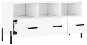 vidaXL Έπιπλο Τηλεόρασης Γυαλ. Λευκό 102x36x50 εκ. Επεξεργασμένο Ξύλο