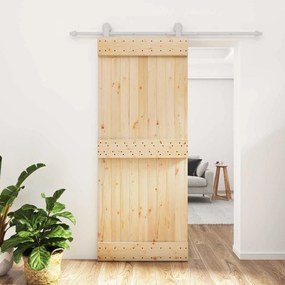 vidaXL Συρόμενη Πόρτα Φυσικό και Λευκό 85 x 210 cm