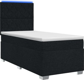 vidaXL Κρεβάτι box spring με στρώμα Μαύρο 90 x 190 cm Ύφασμα