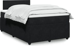 vidaXL Κρεβάτι Boxspring με Στρώμα Μαύρο 120x190 εκ. Βελούδινο