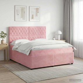 vidaXL Κρεβάτι box spring με στρώμα Ροζ 140 x 200 cm Βελούδο