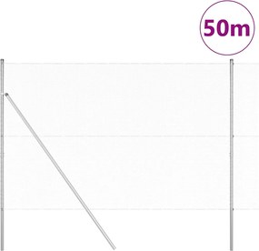 vidaXL Έξιγωνο φράχτη σταθερού εδάφους 50 x 1,5 m Ασημί Δίχτυ