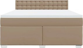 vidaXL Κρεβάτι Boxspring με Στρώμα Καπουτσίνο 180x200 εκ. Συνθ. Δέρμα