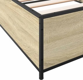vidaXL Πλαίσιο Κρεβατιού Sonoma Δρυς 75 x 190 εκ. Επεξ. Ξύλο &amp; Μέταλλο
