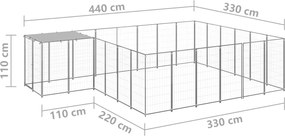 vidaXL Σπιτάκι Σκύλου Ασημί 12,1 μ² Ατσάλινο