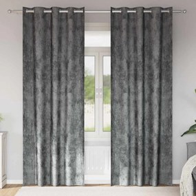 vidaXL Κουρτίνα με κουρτίνες 2 pcs Γκρι 225 x 140 εκ. Βελούδο