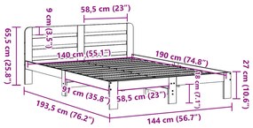 ΣΚΕΛΕΤΟΣ ΚΡΕΒΑΤΙΟΥ ΧΩΡΙΣ ΣΤΡΩΜΑ ΚΑΦΕ 140X190 ΜΑΣΙΦ ΞΥΛΟ ΠΕΥΚΟΥ 855578