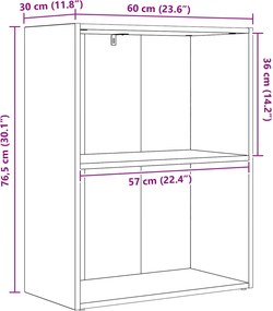 vidaXL Ράφι Βιβλίων Μαύρη Οξυά 60 x 30 x 76.5 εκ Επεξεργασμένο ξύλο
