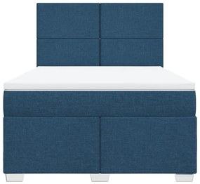 vidaXL Κρεβάτι Boxspring με Στρώμα Μπλε 140x200 εκ. Υφασμάτινο