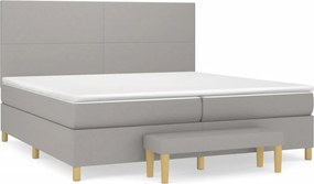 vidaXL Κρεβάτι Boxspring με Στρώμα Ανοιχτό Γκρι 200x200 εκ. Υφασμάτινο