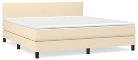 Κρεβάτι Boxspring με Στρώμα Κρεμ 160x200 εκ. Υφασμάτινο - Κρεμ