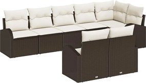 vidaXL Σετ Καναπέ Κήπου 8 pcs Καφέ και Λευκό συνθετικό ρατάν
