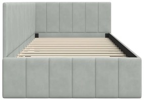 vidaXL Κρεβάτι Γωνίας με κεφαλάρι Ανοιχτό γκρι 90 x 190 cm Βελούδο