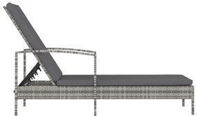 vidaXL Ξαπλώστρα με Μπράτσα Γκρι από Συνθετικό Ρατάν