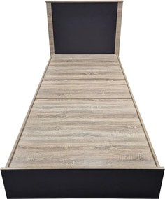 Κρεβάτι με στρώμα Athos Sleepy pakoworld sonoma ανθρακί 90x190εκ