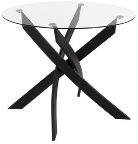 Τραπέζι ArteLibre KATLA Μαύρο/Διάφανο/Χρώμιο Γυαλί/Μέταλλο 90x90x74cm