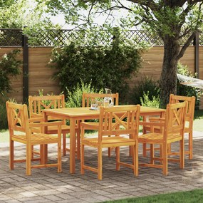 vidaXL Σέτ φαγητού για κήπο 7 pcs Καφέ Μασίφ ξύλο ακακίας
