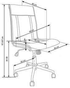 Καρέκλα γραφείου Houston 434, Μαύρο, 97x44x46cm, 10 kg, Χωρίς μπράτσα, Με ρόδες, Μηχανισμός καρέκλας: Κλίση | Epipla1.gr