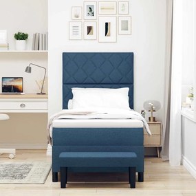 vidaXL Κρεβάτι με ελατήρια με στρώμα Μπλε 90 x 200 cm ύφασμα