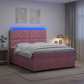 vidaXL Κρεβάτι box spring με στρώμα Ροζ 200 x 200 cm Βελούδο