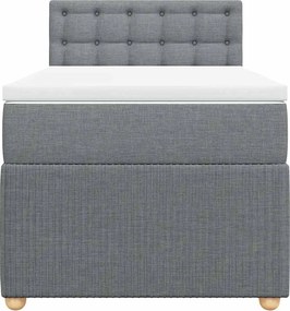 vidaXL Κρεβάτι Boxspring με Στρώμα Ανοιχτό Γκρι 90x190 εκ. Υφασμάτινο