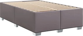 vidaXL Κρεβάτι Boxspring με Στρώμα Γκρι 120x200εκ. από Συνθετικό Δέρμα