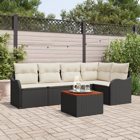 vidaXL Σετ Καναπέ Κήπου 6 pcs Μαύρος, λευκός Μεσαίο
