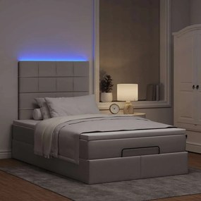 vidaXL Οθωμανικό κρεβάτι με στρώμα & LEDs Taupe 120x200cm ύφασμα