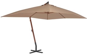 vidaXL Ομπρέλα Κήπου Πρόβολος Taupe 400 x 300 εκ. με Ξύλινο Ιστό
