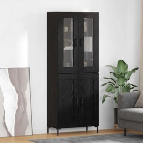 vidaXL Highboard 2 pcs Μαύρη Οξυά Επεξεργασμένο ξύλο